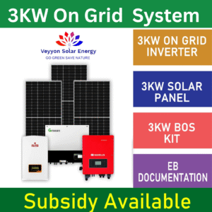 3kW On-Grid Solar System-Eligible for Govt Subsidy projects